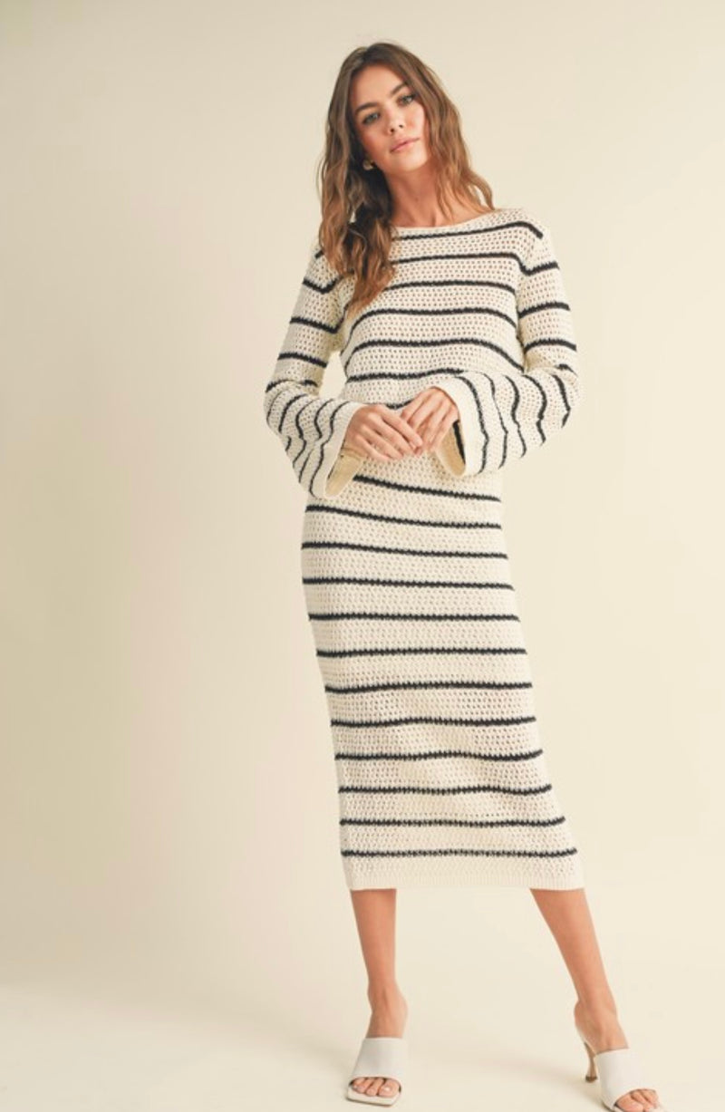 T3508ST Stripe Knitted Long Sleeve Top