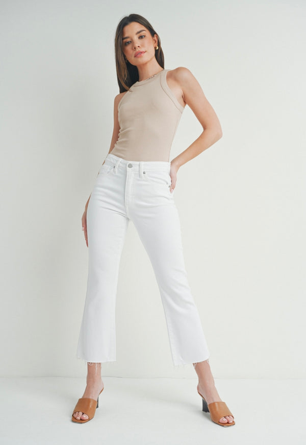 DP674 High Rise Cropped Flare with Distressed Hem