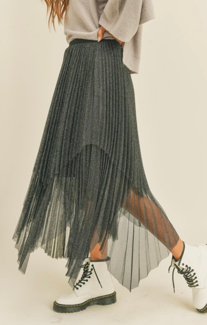 MMS1403 Metallic Midi Skirt