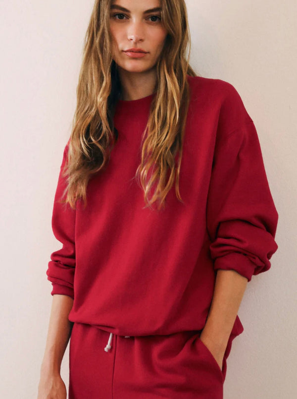 ZT244529S- CLASSIC BOYFRIEND FLEECE SWEATSHIRT RED