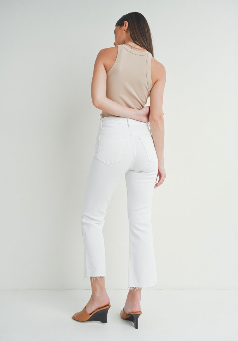 DP674 High Rise Cropped Flare with Distressed Hem