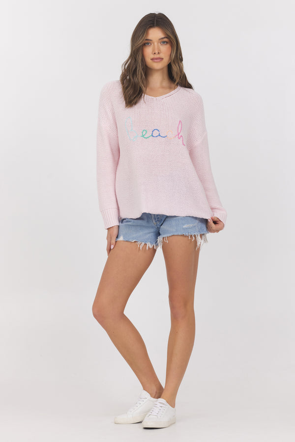 B11210 Summer Pink Beach Knit Sweater