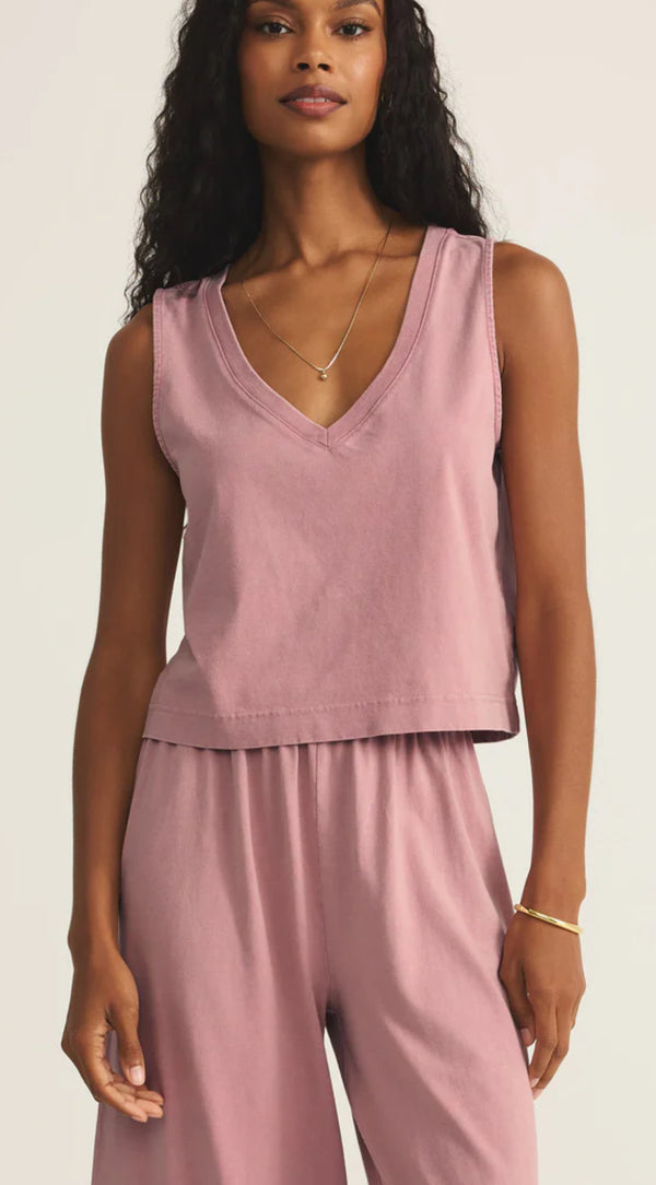 ZT242656 Sloane V-Neck Top - PInk Smoke