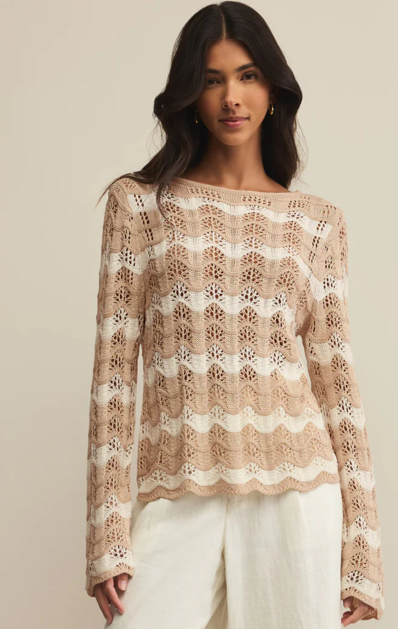 ZW252698 Azura Stripe Crochet Sweater