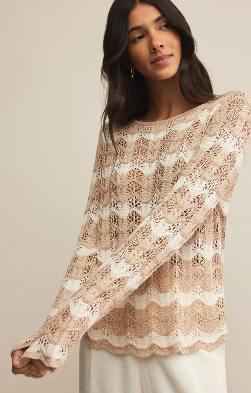 ZW252698 Azura Stripe Crochet Sweater