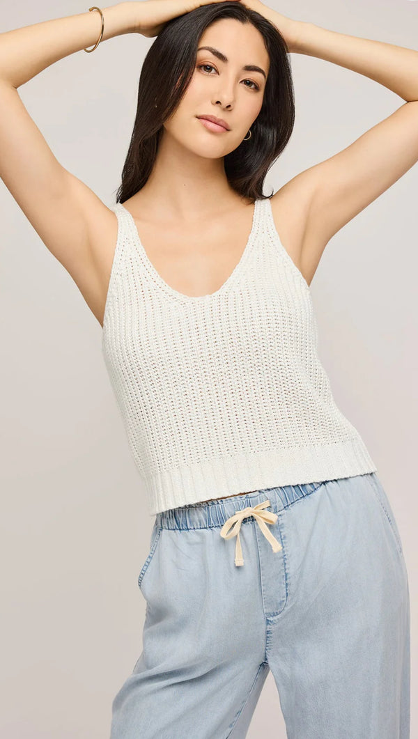 GF2504-3040 Lizzie Knit Tank  - White