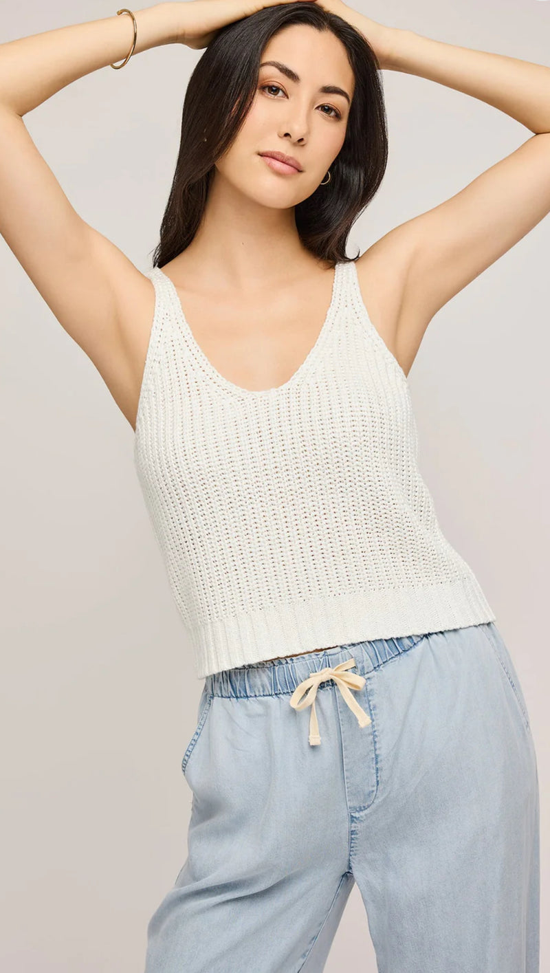 GF2504-3040 Lizzie Knit Tank  - White