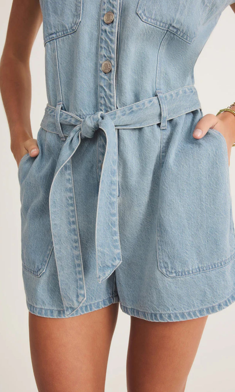 ZS252765 Dash Twill Denim Romper