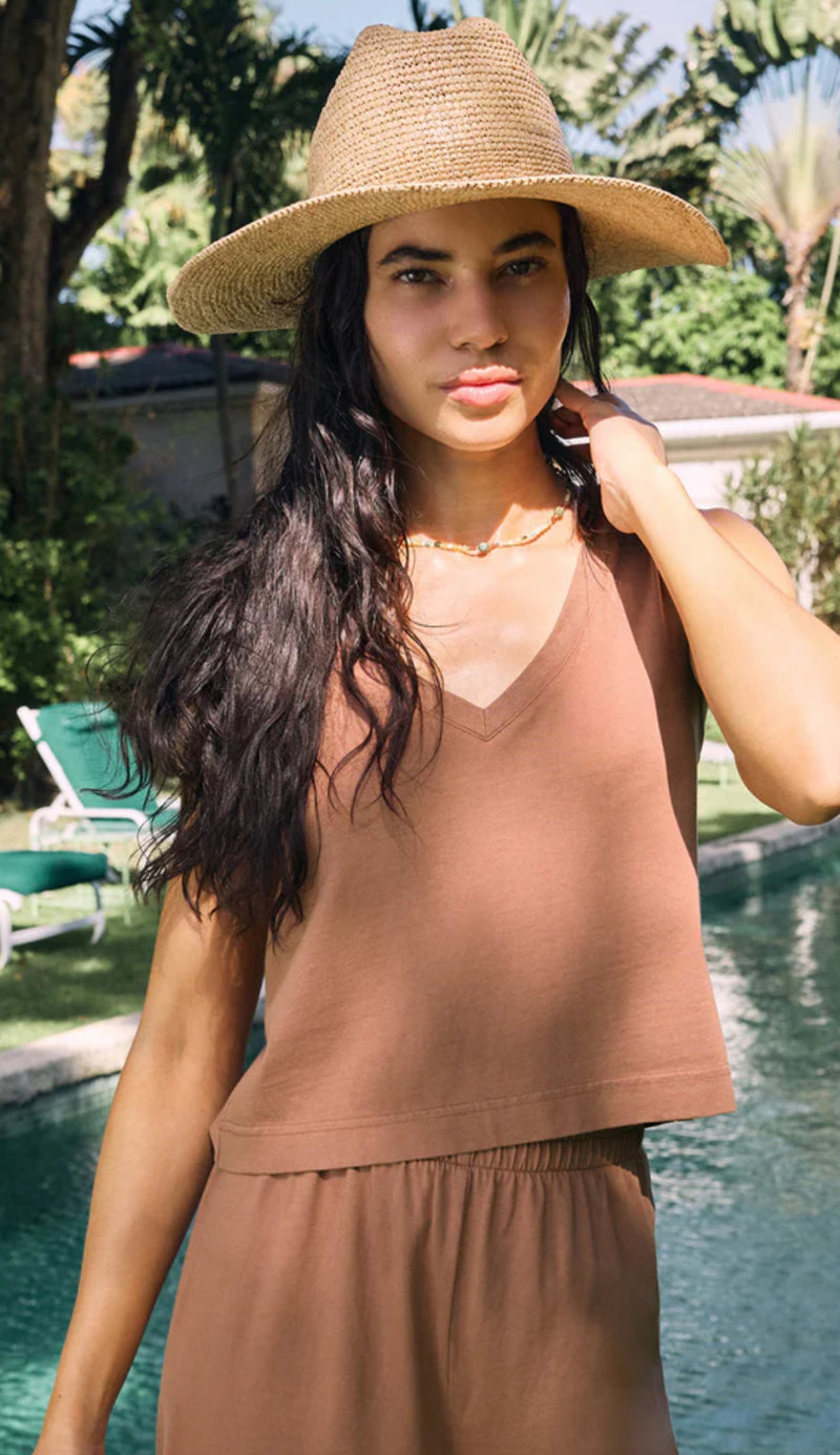 ZT242656 Sloane V-Neck Top - Teakwood