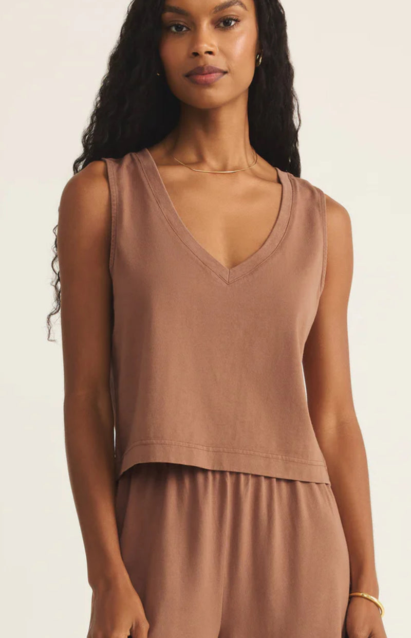 ZT242656 Sloane V-Neck Top - Teakwood