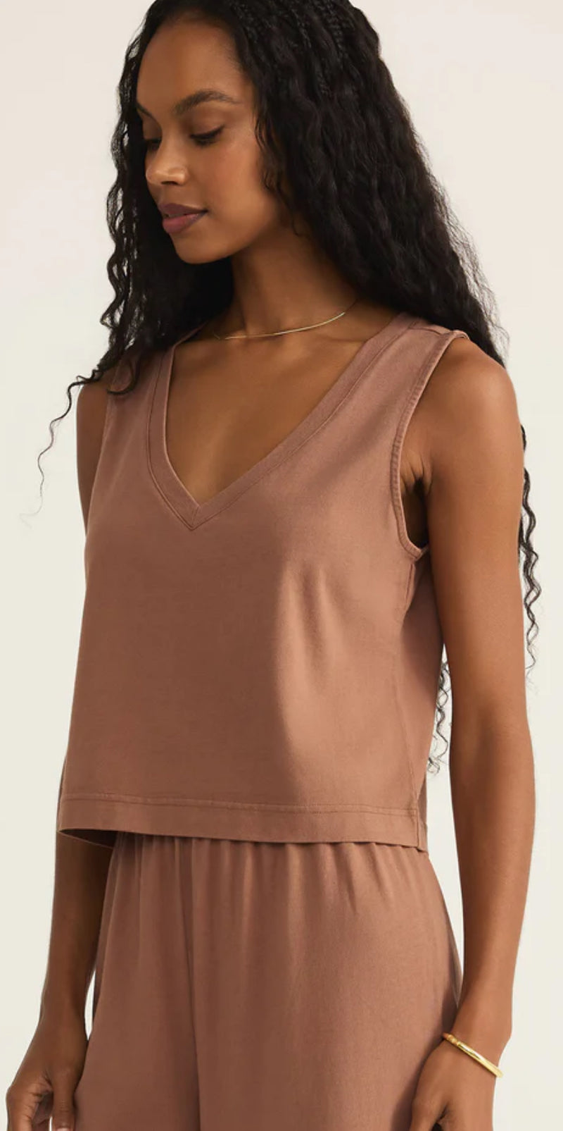 ZT242656 Sloane V-Neck Top - Teakwood