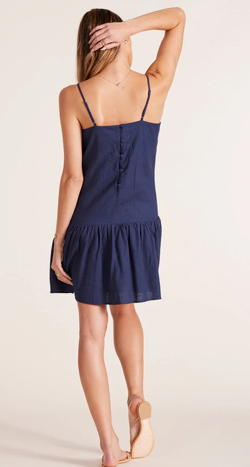 33F-63609 Navy Ruffle Hem Dress