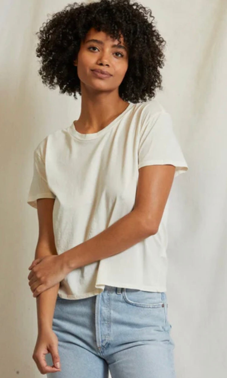 T68-HARLEY Cotton SS Boxy Tee- Bright Ivory