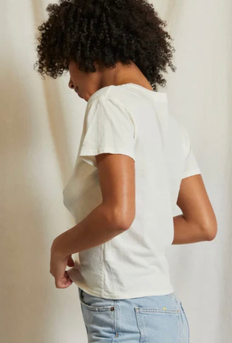 T68-HARLEY Cotton SS Boxy Tee- Bright Ivory