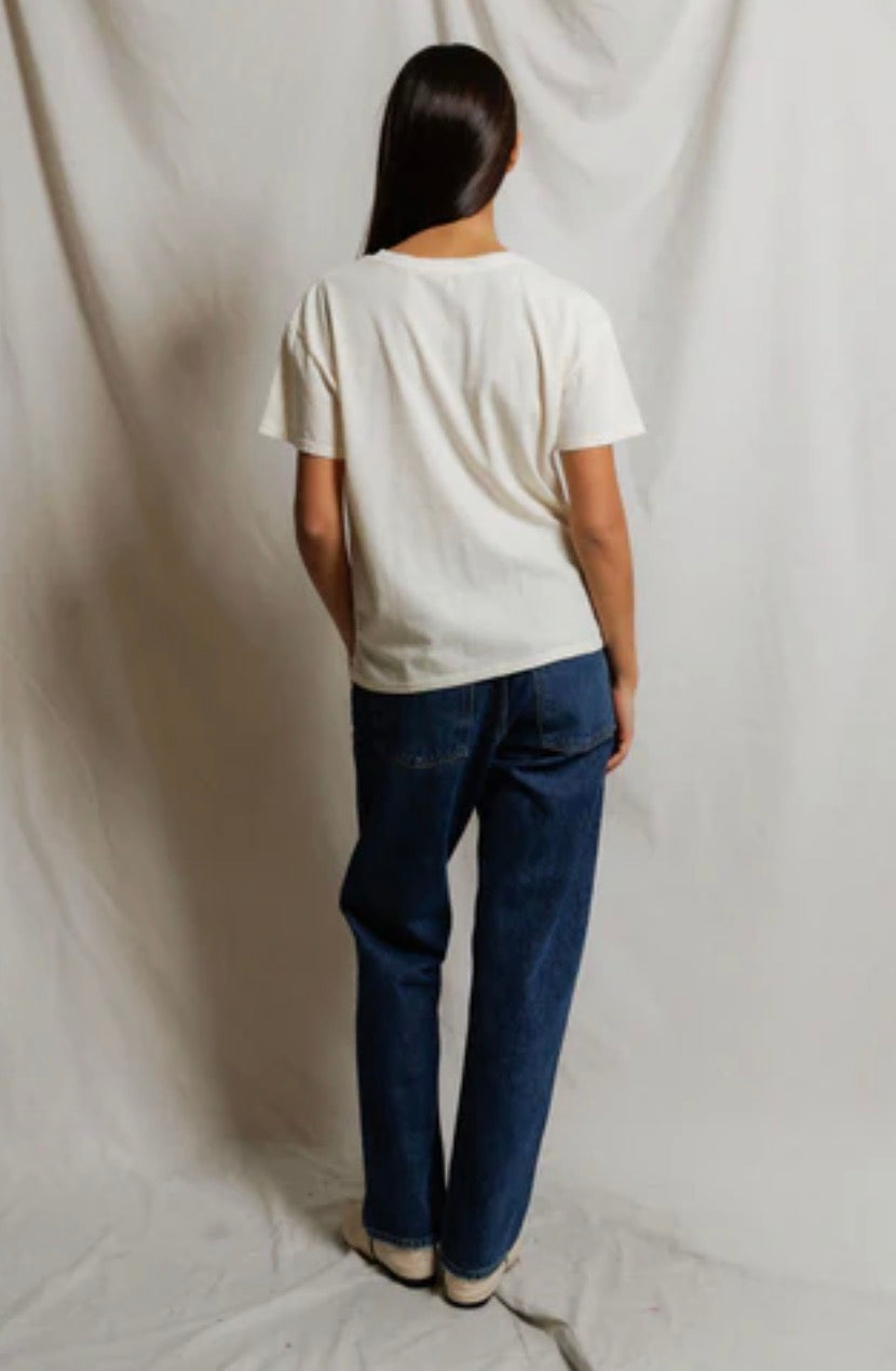 T68-HARLEY Cotton SS Boxy Tee- Bright Ivory