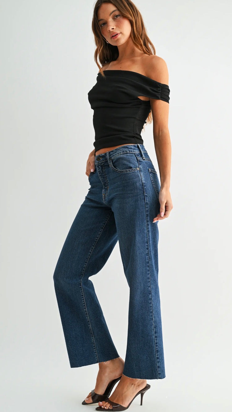 BP494 Scissor Cut Straight Leg Jean- Dark Wash