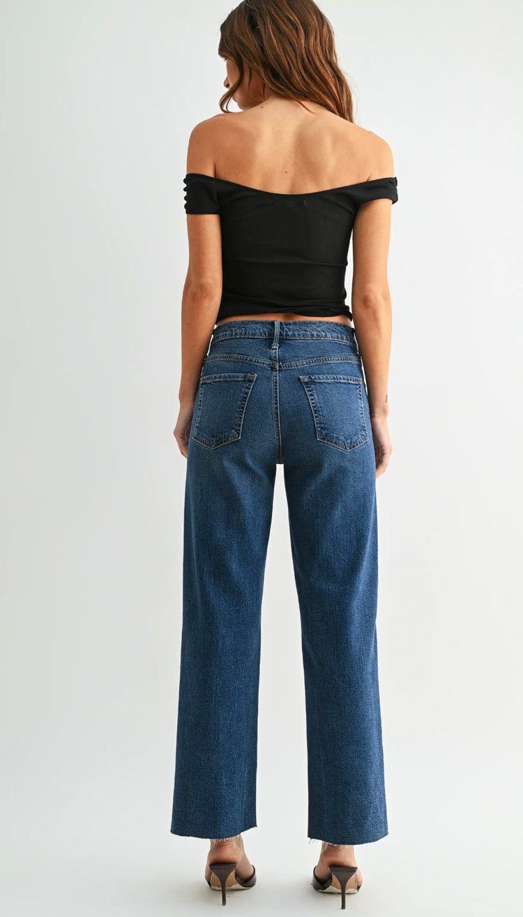 BP494 Scissor Cut Straight Leg Jean- Dark Wash