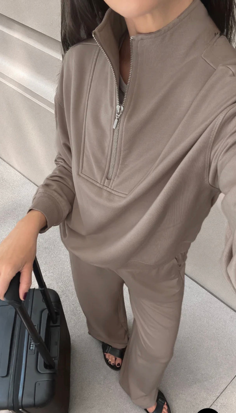 ZT263295 Gate Check Sweatshirt- Wild Mushroom