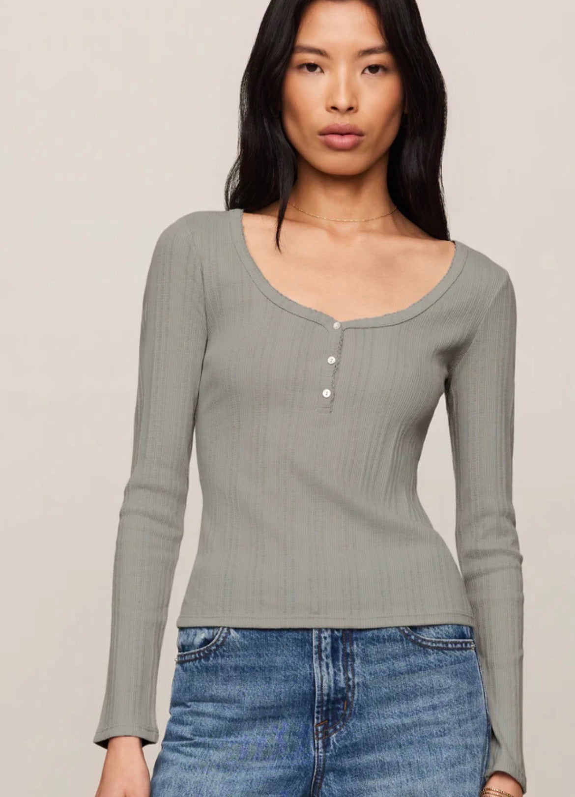 ZT263278 Audri Scalloped Pointelle Top
