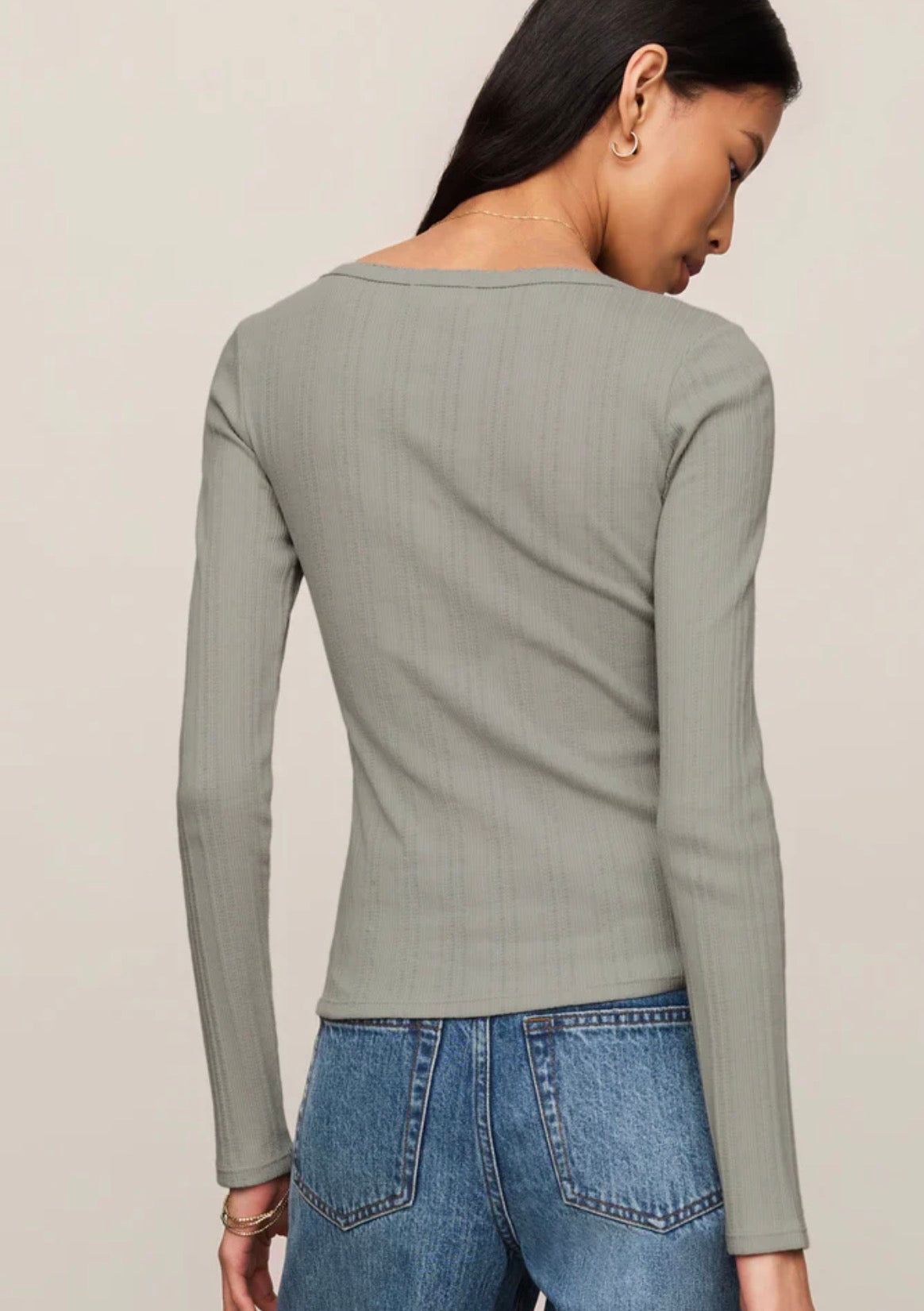ZT263278 Audri Scalloped Pointelle Top