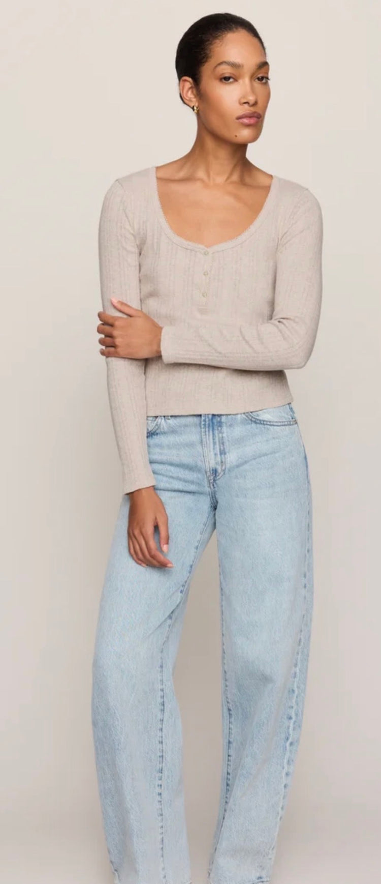 ZT263278 Audri Scalloped Pointelle Top