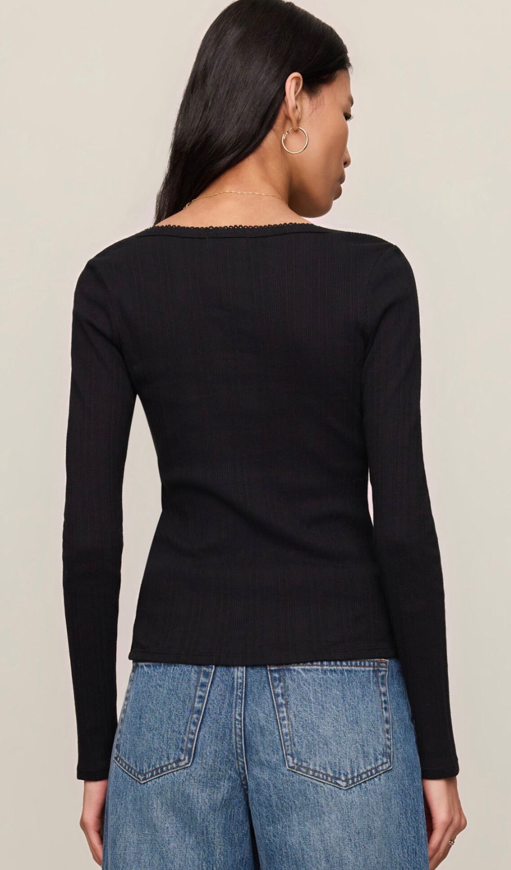 ZT263278 Audri Scalloped Pointelle Top