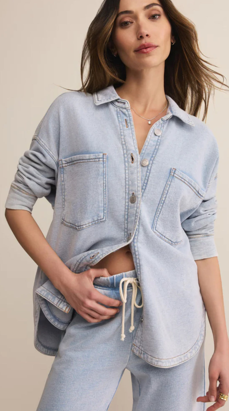 ZJ253868 All Day Knit Denim Jacket- Washed Indigo