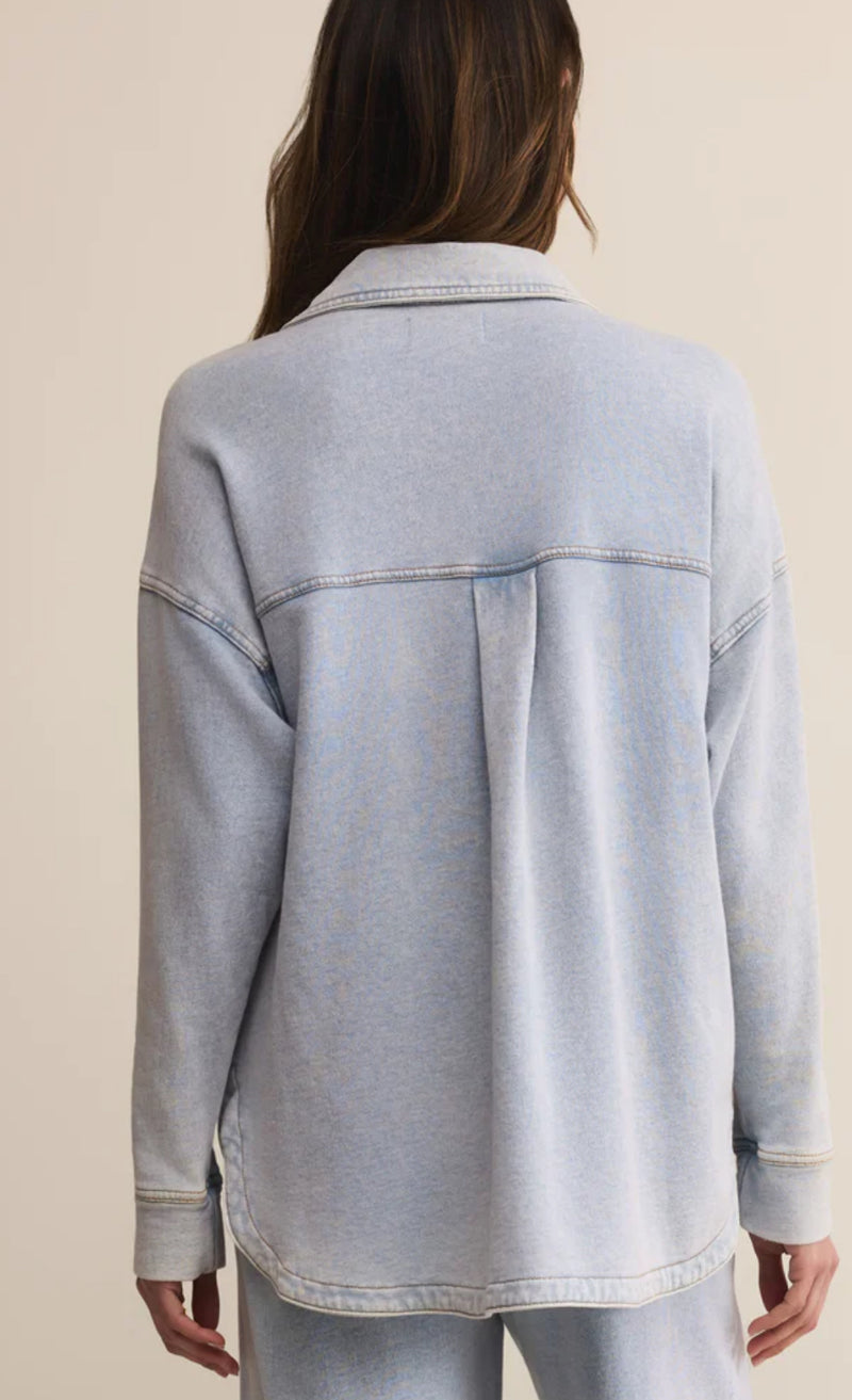 ZJ253868 All Day Knit Denim Jacket- Washed Indigo