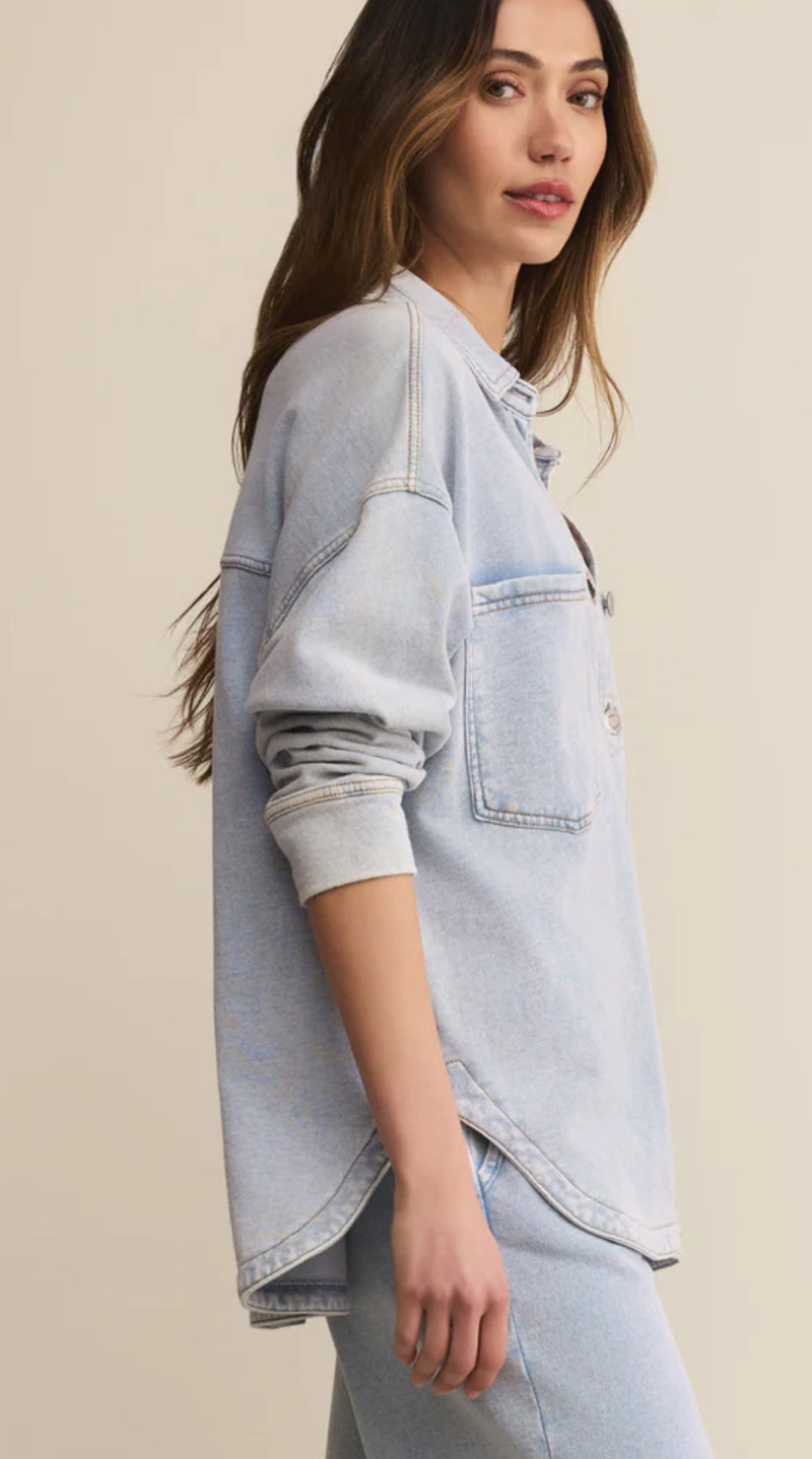 ZJ253868 All Day Knit Denim Jacket- Washed Indigo