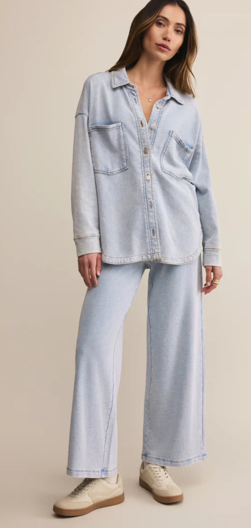 ZJ253868 All Day Knit Denim Jacket- Washed Indigo