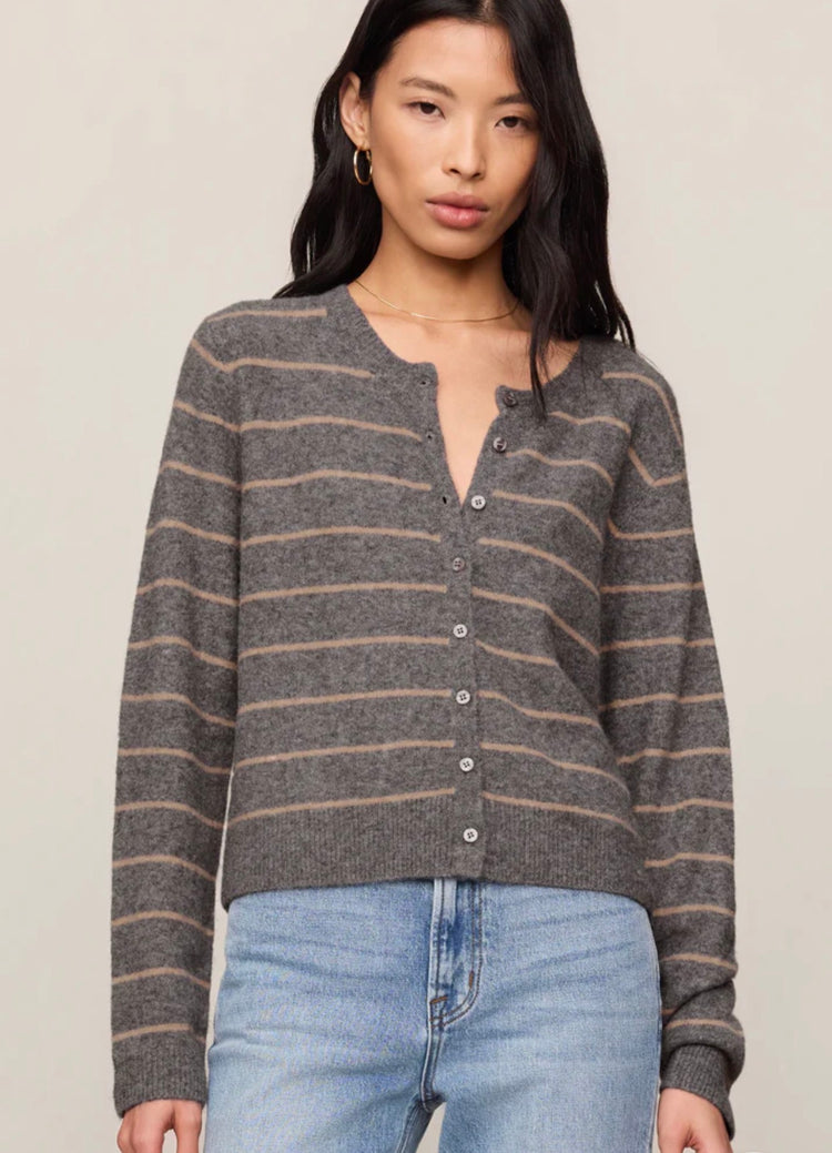 ZW263330 Medina Stripe Cardigan- Charcoal Heather