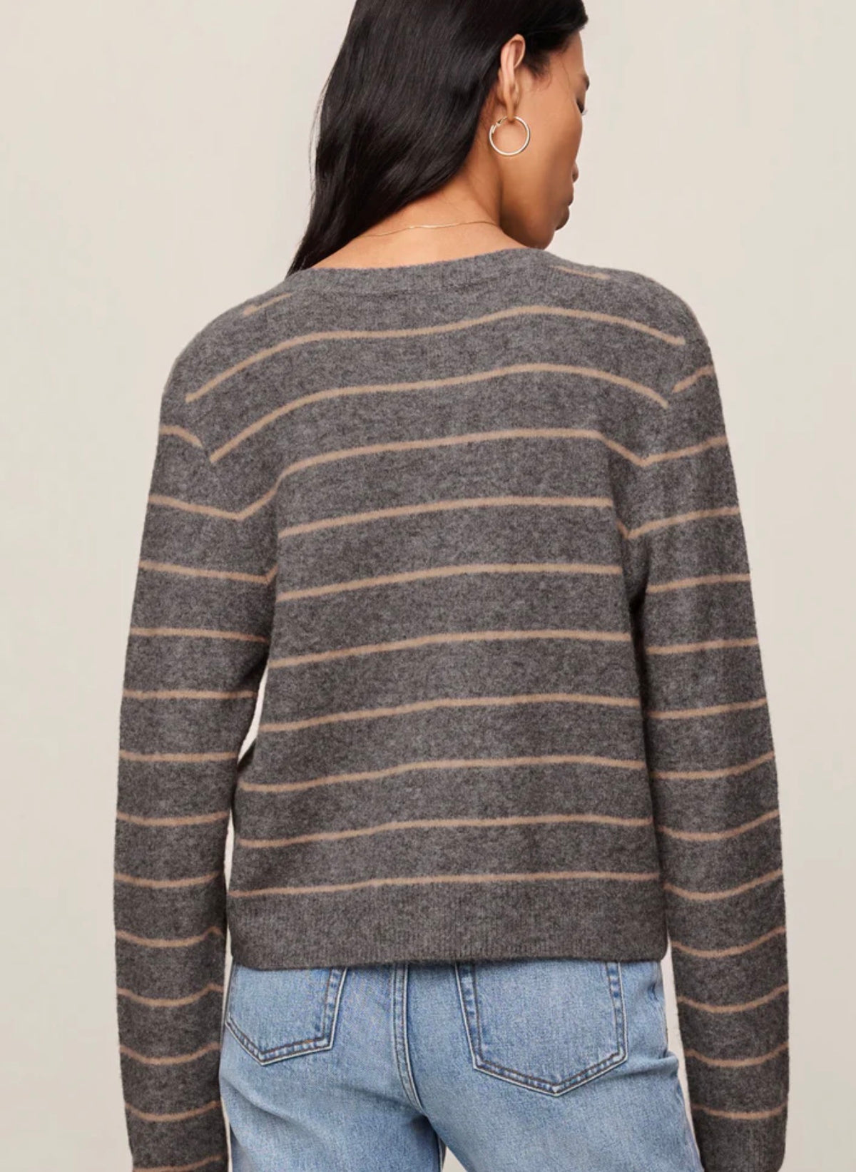ZW263330 Medina Stripe Cardigan- Charcoal Heather