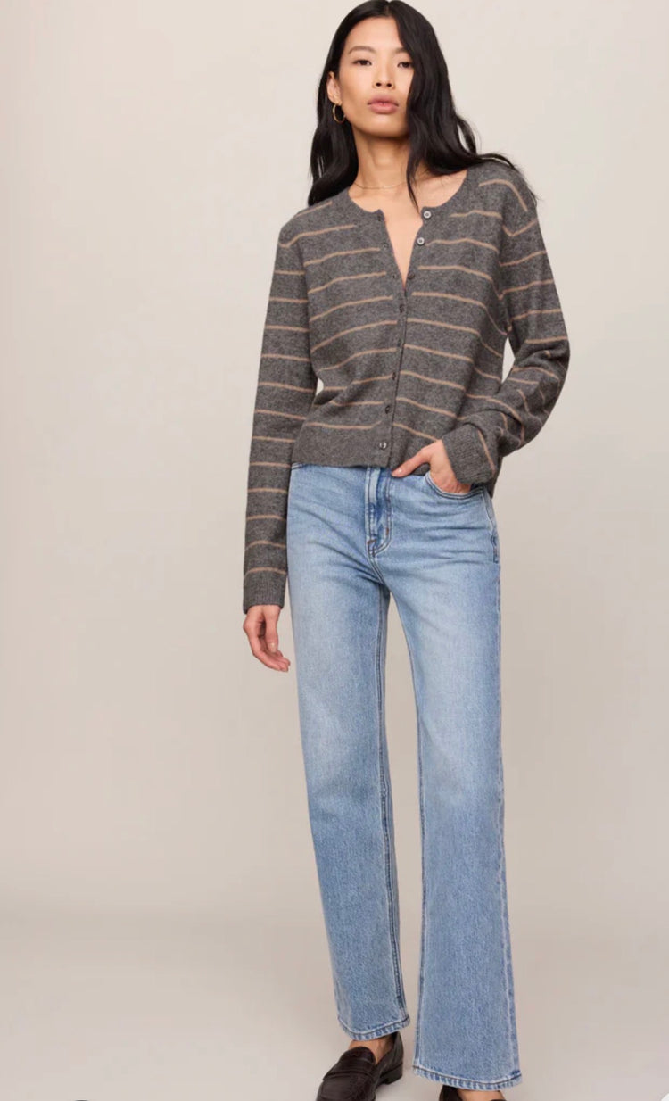ZW263330 Medina Stripe Cardigan- Charcoal Heather
