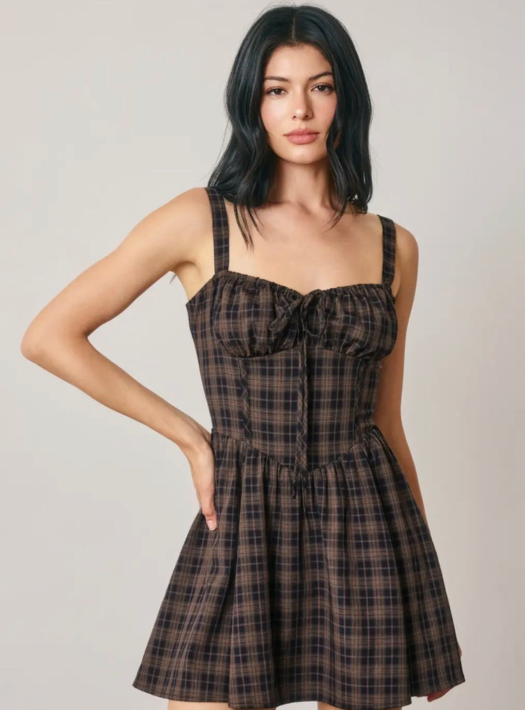 FD12574-CP974 Plaid Sweetheart Dress