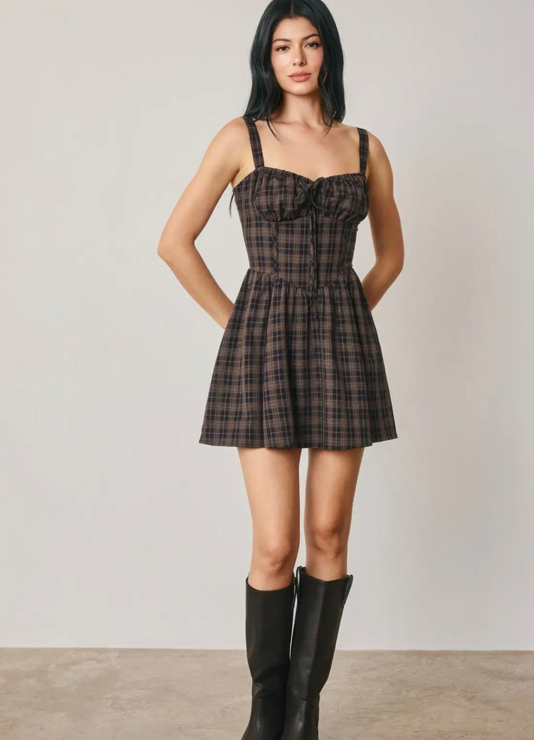 FD12574-CP974 Plaid Sweetheart Dress