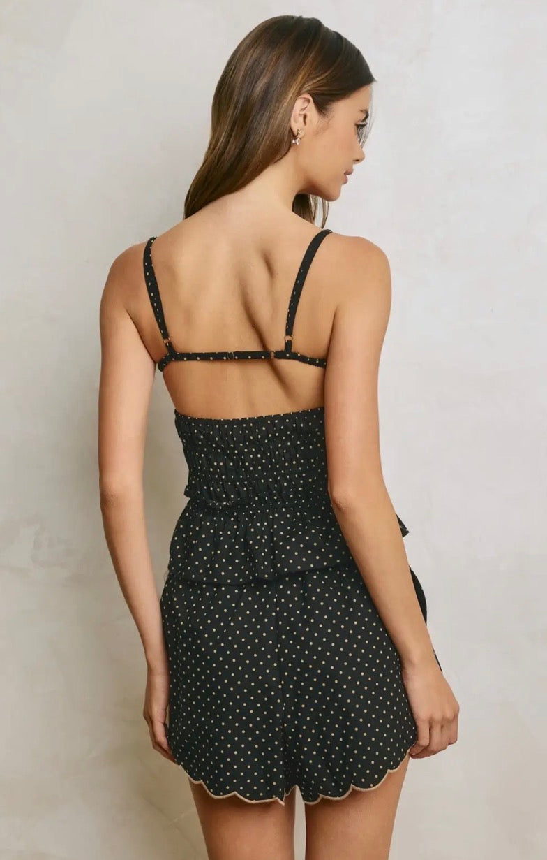 FT14264-CP238 Pin Dot Peplum Top