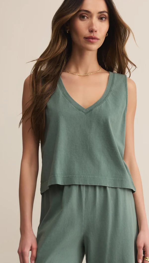 ZT253828 Sloane V-Neck Jersey Top- Hunter Green