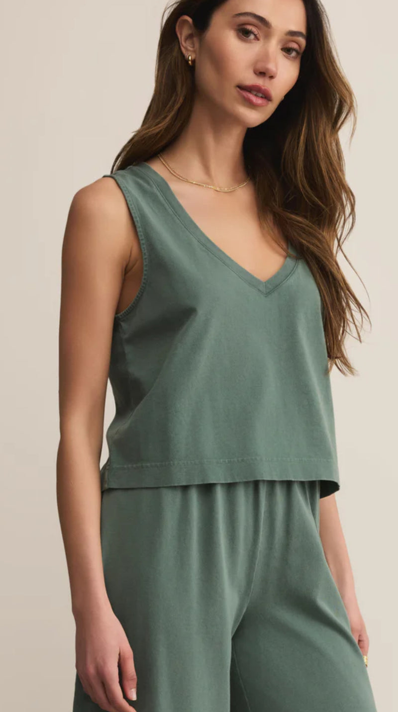 ZT253828 Sloane V-Neck Jersey Top- Hunter Green