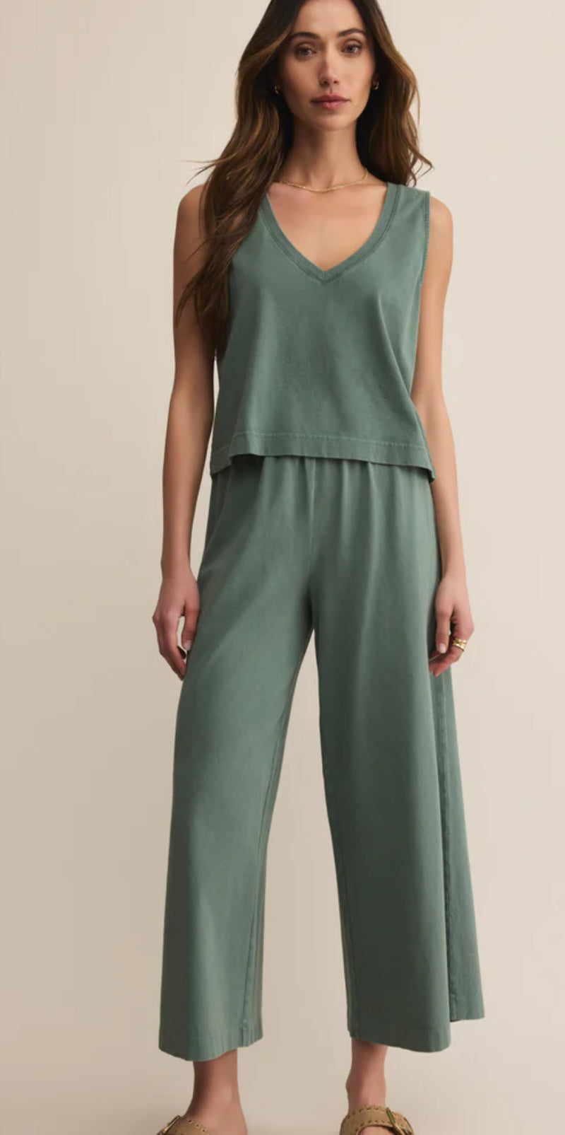 ZT253828 Sloane V-Neck Jersey Top- Hunter Green