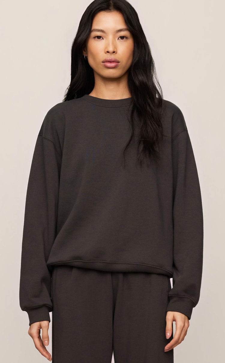 ZT254924 Classic Boyfriend Sweatshirt- Ash Black