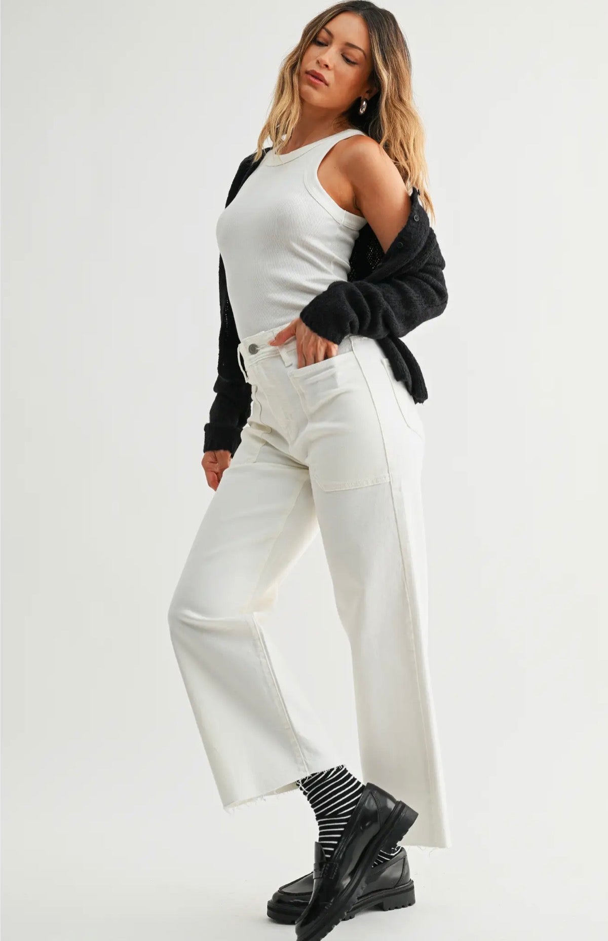 BP353 High Rise Utility Pant- Off White