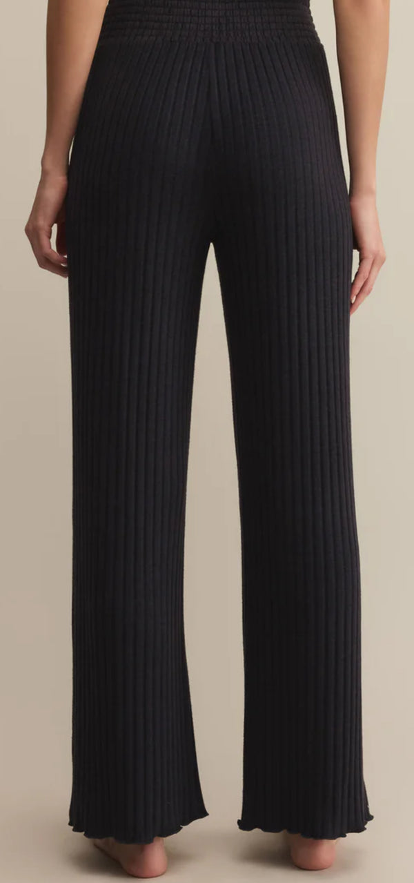 ZLP253824 Dawn Smocked Rib Pant - Black Sand