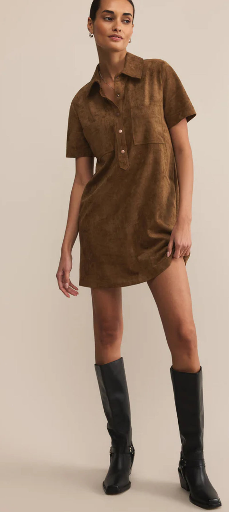 ZD253336 Sydney Suede Mini Dress - Coconut