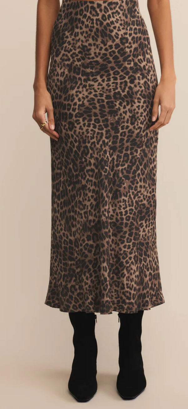 ZK253233 Izabel Leopard Skirt Desert Tan