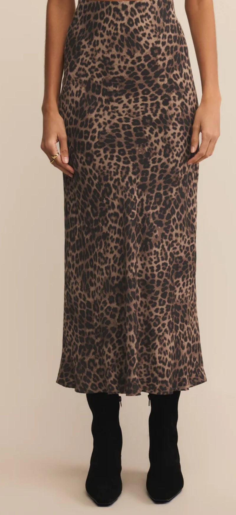 ZK253233 Izabel Leopard Skirt Desert Tan
