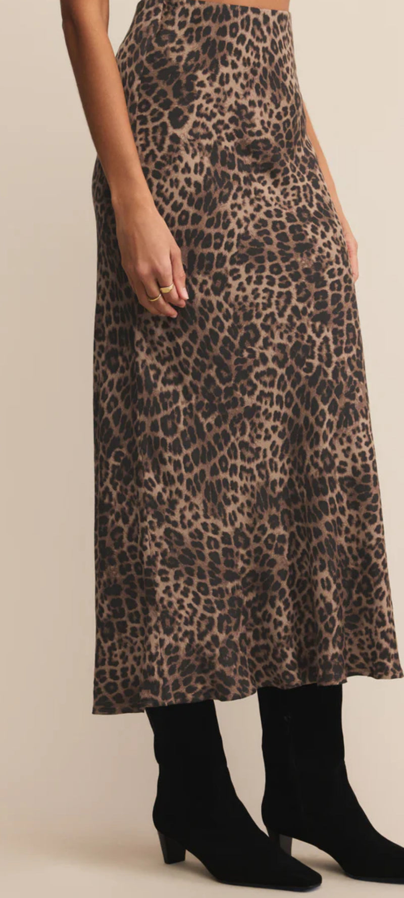 ZK253233 Izabel Leopard Skirt Desert Tan