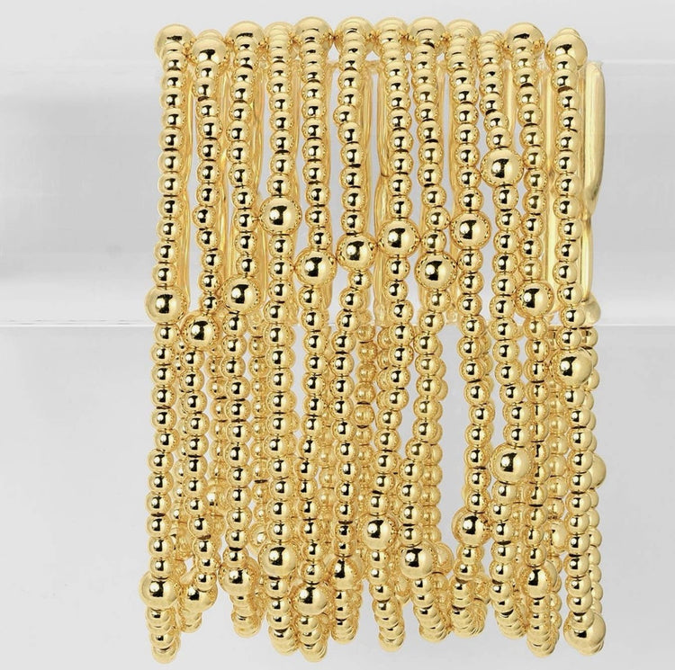 B3359-G 3mm with 5mm Bead Stretch Bracelet Gold