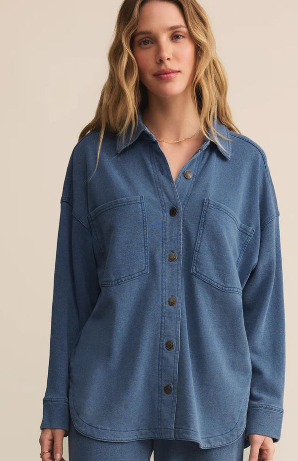 ZJ253868 All Day Knit Denim Jacket- Indigo