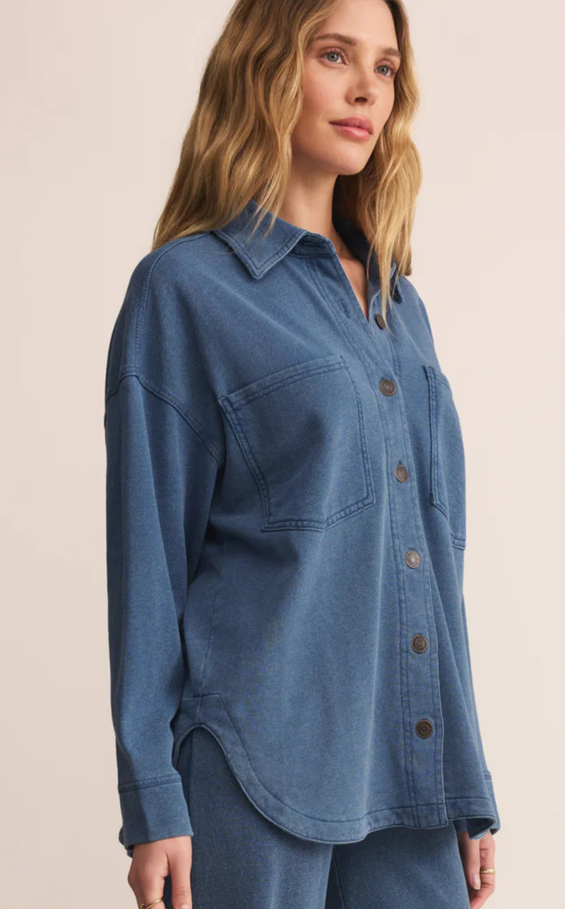 ZJ253868 All Day Knit Denim Jacket- Indigo