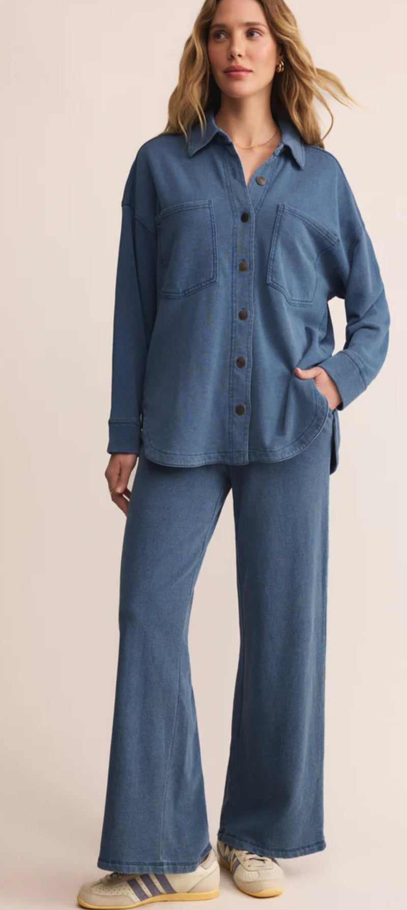ZJ253868 All Day Knit Denim Jacket- Indigo